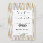 Gold Silver Chic Glam Glitzy Stripes Baby Shower Kaart (Voorkant / Achterkant)