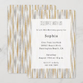 Gold Silver Chic Glam Glitzy Stripes Birthday Kaart (Voorkant / Achterkant)