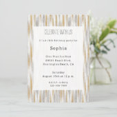 Gold Silver Chic Glam Glitzy Stripes Birthday Kaart (Staand voorkant)