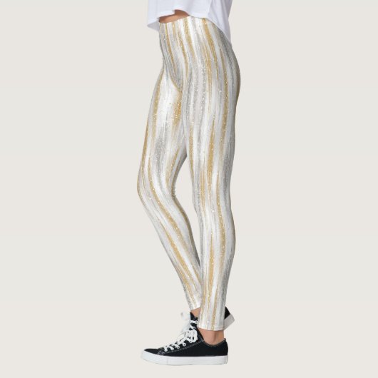 Gold Silver Chic Glam Glitzy Stripes Leggings (Links)