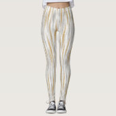 Gold Silver Chic Glam Glitzy Stripes Leggings (Voorkant)