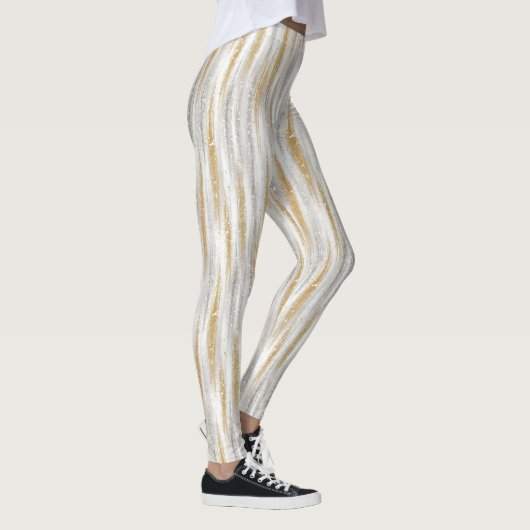 Gold Silver Chic Glam Glitzy Stripes Leggings (Rechts)