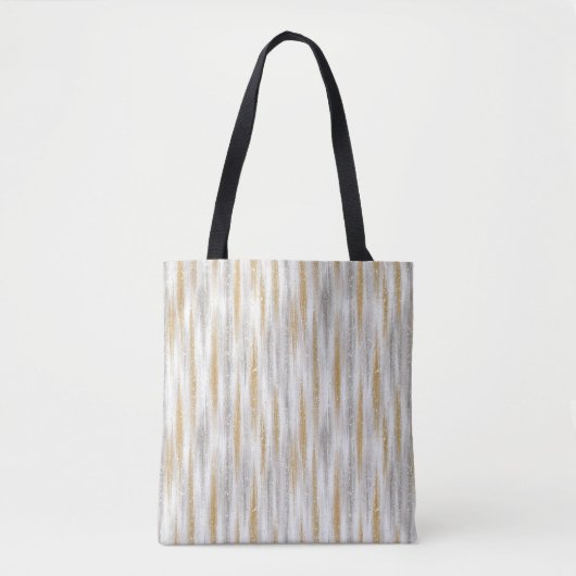 Gold Silver Chic Glam Glitzy Stripes Tote Bag (Voorkant)