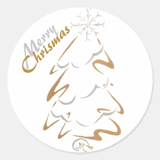 Gold & Silver Chrismas - boom Ronde Sticker (Voorkant)