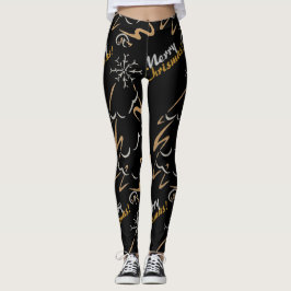Gold & Silver Chrismas Tree (zwart) Leggings