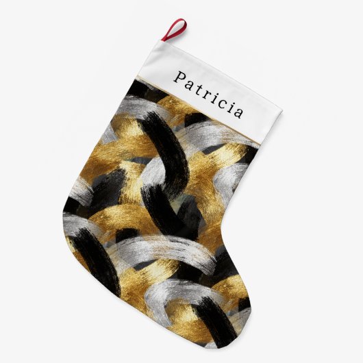 Gold Silver Christmas Black Celebration Grote Kerstsok (Voorkant (Hangend))