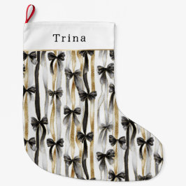 Gold Silver Christmas Black Ribbons & Bows Grote Kerstsok