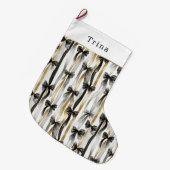 Gold Silver Christmas Black Ribbons & Bows Grote Kerstsok (Voorkant (Hangend))