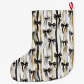 Gold Silver Christmas Black Ribbons & Bows Grote Kerstsok (Achterkant)