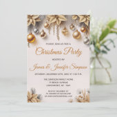 Gold Silver Christmas Tree Ornaments Party Kaart (Staand voorkant)