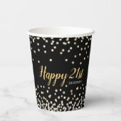 Gold Silver Confetti 21st Birthday Party Papieren Bekers (Achterkant)
