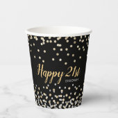 Gold Silver Confetti 21st Birthday Party Papieren Bekers (Voorkant)