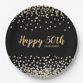 Gold Silver Confetti 50e verjaardag Papieren Bordje