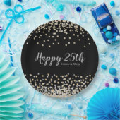 Gold Silver Confetti - Aangepaste 25e Jubileum par Papieren Bordje (Feest)
