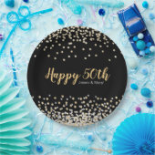 Gold Silver Confetti - Aangepaste 50e Jubileum par Papieren Bordje (Feest)