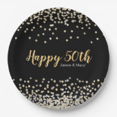 Gold Silver Confetti - Aangepaste 50e Jubileum par Papieren Bordje (Voorkant)