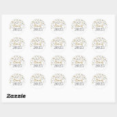 Gold Silver Confetti Afstuderen 2025 Ronde Sticker (Vel)