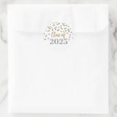 Gold Silver Confetti Afstuderen 2025 Ronde Sticker (Tas)