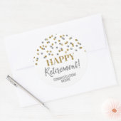 Gold Silver Confetti Happy Retirement Ronde Sticker (Envelop)