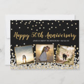 Gold Silver Confetti Photo 50e Jubileum Kaart (Voorkant)