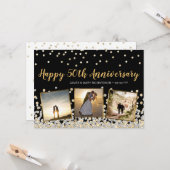 Gold Silver Confetti Photo 50e Jubileum Kaart (Voorkant / Achterkant in situ)