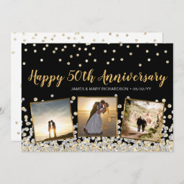 Gold Silver Confetti Photo 50e Jubileum Kaart
