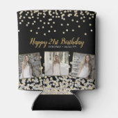 Gold Silver Confetti Photo Collage 21st Birthday Blikjeskoeler (Achterkant)