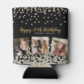 Gold Silver Confetti Photo Collage 50e verjaardag Blikjeskoeler (Achterkant)