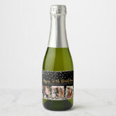 Gold Silver Confetti Photo Collage 50e verjaardag Sparkling Wijnetiket (Voorkant)