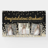 Gold Silver Confetti Photo Collage Afstuderen Spandoek (Horizontaal)