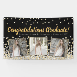 Gold Silver Confetti Photo Collage Afstuderen Spandoek
