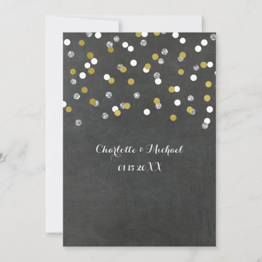 Gold Silver Confetti verlovingsfeest Kaart (Achterkant)