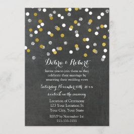 Gold Silver Confetti Vow Renewal Invitation Kaart