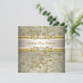 Gold Silver Cream Elegant Party met reliëfdruk Kaart (Staand voorkant)