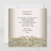 Gold Silver Cream Elegant Party met reliëfdruk Kaart (Achterkant)