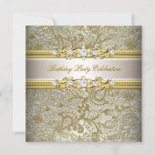 Gold Silver Cream Elegant Party met reliëfdruk Kaart (Voorkant)