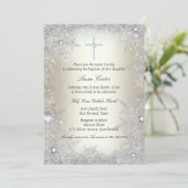 Gold Silver Crystal Snowflake Baptism/Christening Kaart (Staand voorkant)