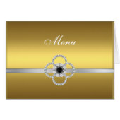 Gold Silver Diamond Black Jewel Menu Note Kaart (Voorkant Horizontaal)