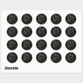 Gold & Silver Diamond Bling Confetti Zwart Favor Ronde Sticker (Vel)