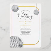 Gold Silver Disco Retro Wedding Folie Uitnodiging (Voorkant)