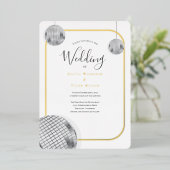 Gold Silver Disco Retro Wedding Folie Uitnodiging (Staand Voorkant)