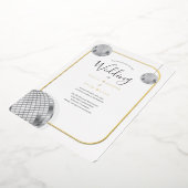 Gold Silver Disco Retro Wedding Folie Uitnodiging (Gedraaid)