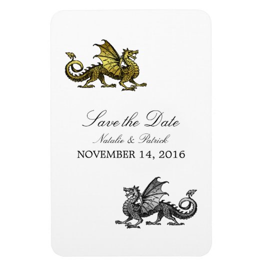 Gold Silver Dragon bewaart de Datummagneet Magneet (Verticaal)