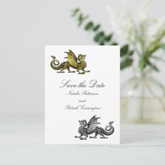 Gold Silver Dragon bewaart het Briefkaart Datum (Staand voorkant)