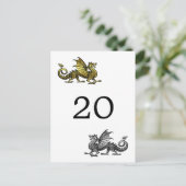 Gold Silver Dragon Table Number Briefkaart (Staand voorkant)