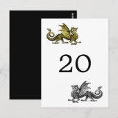 Gold Silver Dragon Table Number Briefkaart (Voorkant / Achterkant)