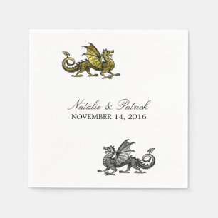 Gold Silver Dragon Wedding Paper Napkins Servetten