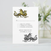 Gold Silver Dragon Wedding Response Kaart (Staand voorkant)