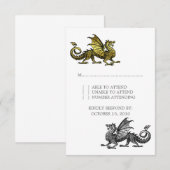 Gold Silver Dragon Wedding Response Kaart (Voorkant / Achterkant)