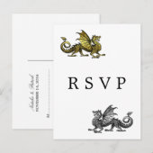 Gold Silver Dragon Wedding RSVP Briefkaart (Voorkant / Achterkant)